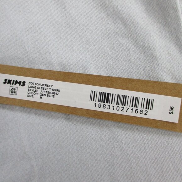 SKIMS Cotton Jersey Long Sleeve T Shirt Womens Medium Zen Blue Casual Crewneck - Picture 7 of 9